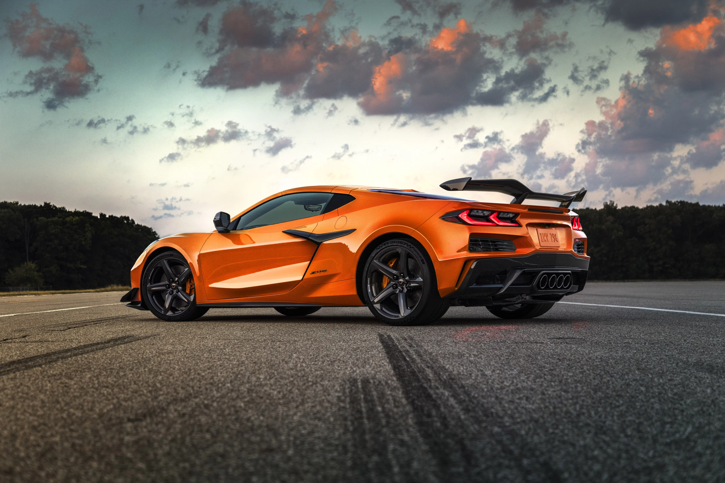 Unique to the 2023 Chevrolet Corvette Z06 are the wider body stance, larger wheels, and aero elements seen here