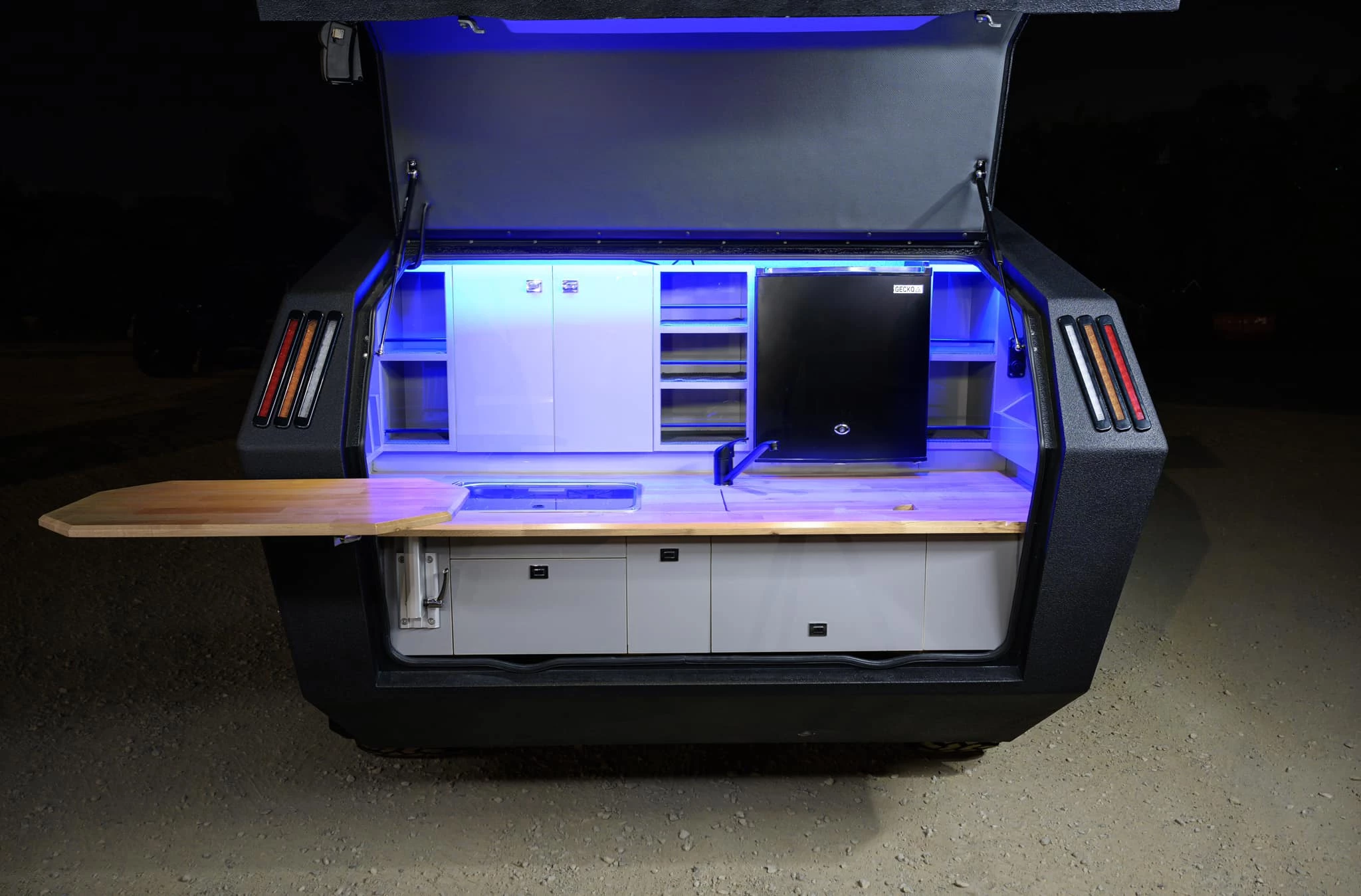 Goliath's "open and cook" tailgate galley