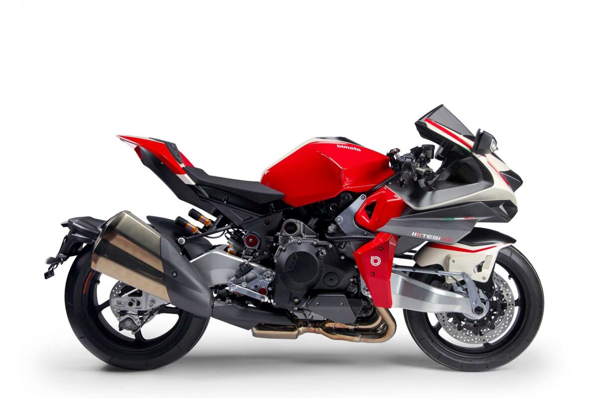 A resurrected Bimota's Tesi H2, using the wild, supercharged Kawasaki H2 motor