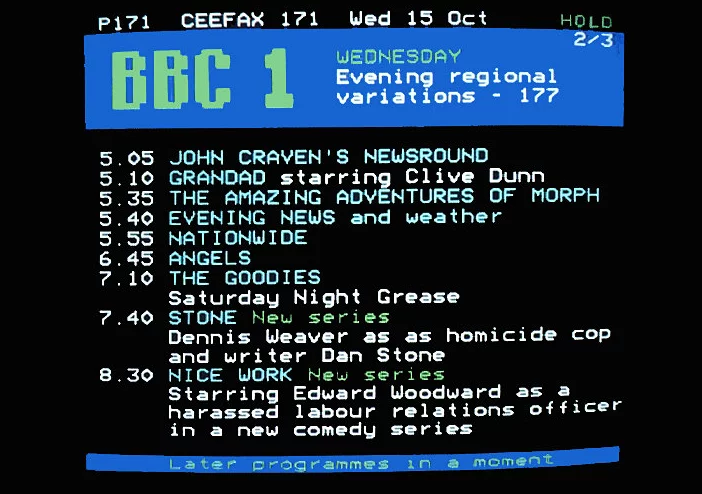 A Ceefax page