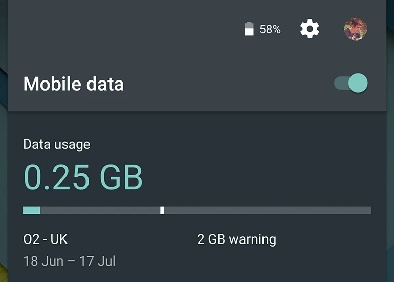 Lollipop lets you quickly check up on data usage