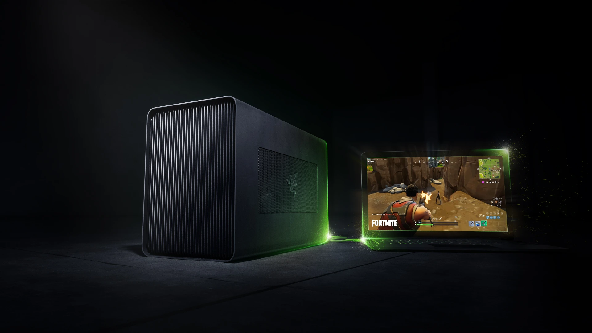 The Razer Core X is an external graphics enclosure that has room for up to three graphics cards, to boost the power of a connected laptop or PC