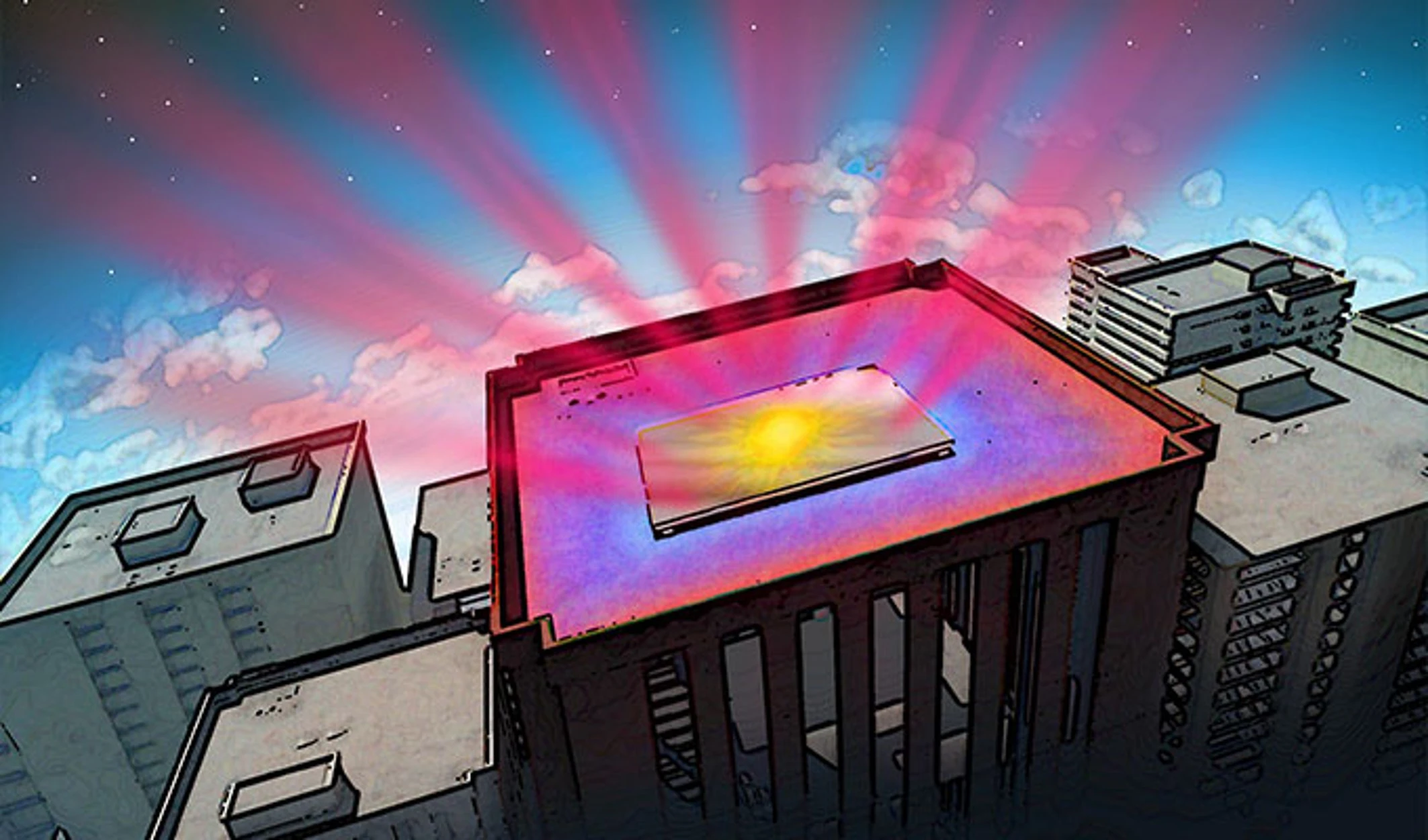 The Stanford material cools buildings by both reflecting sunlight and radiating interior heat into space (Image: Nicolle R. Fuller, Sayo-Art LLC)