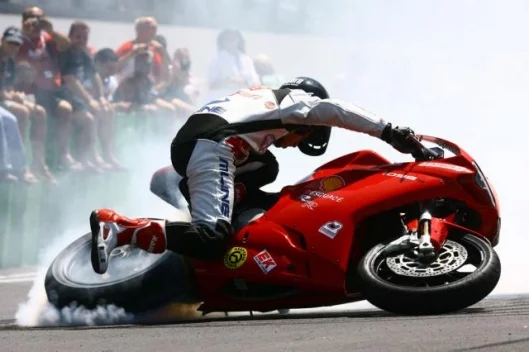 Hitting the deck at the Misano racetrack