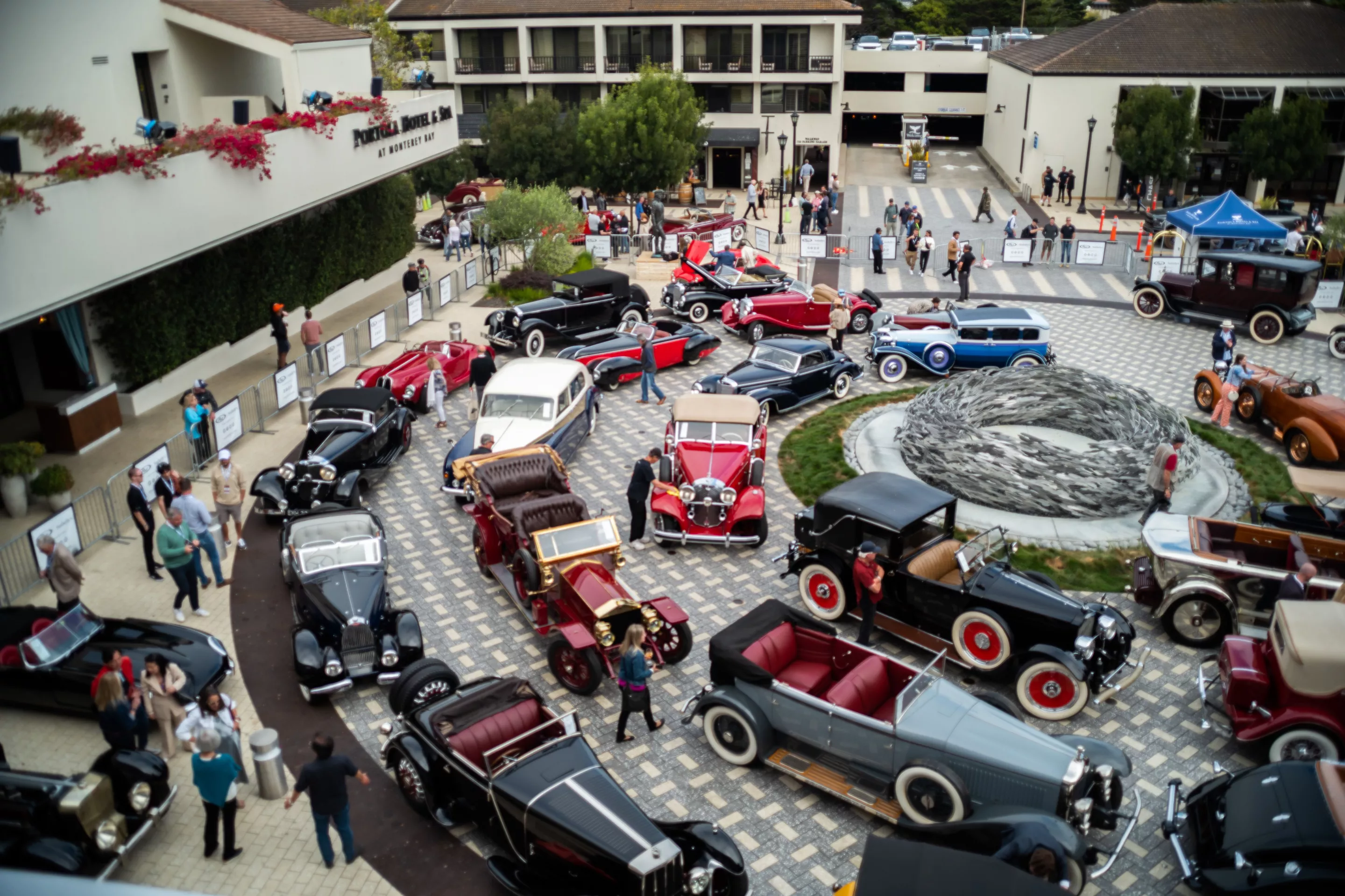 The scene outside RM Sotheby’s 2022 Monterey auction at the Monterey Conference Center.