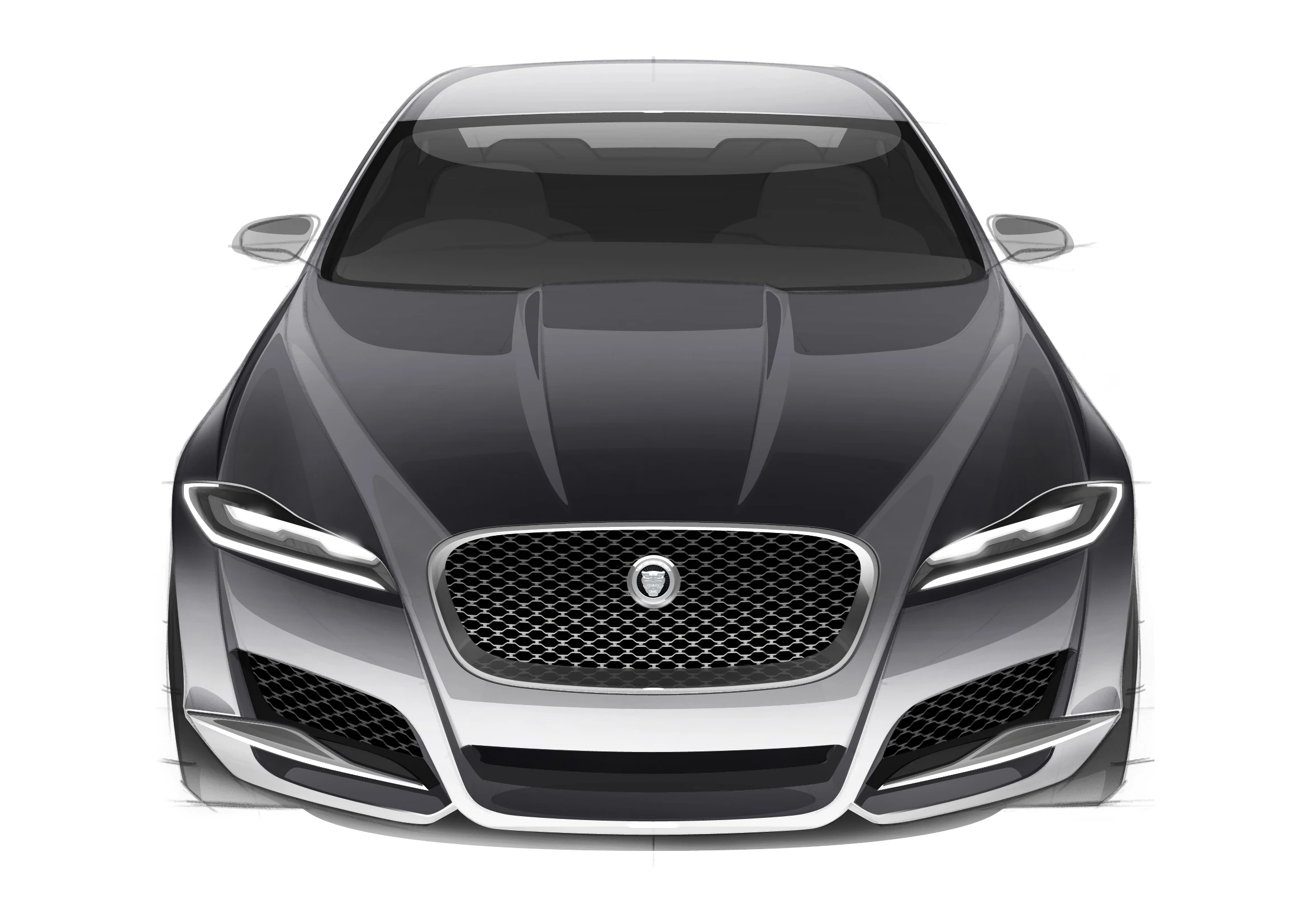 The 2016 Jaguar XF front rendering
