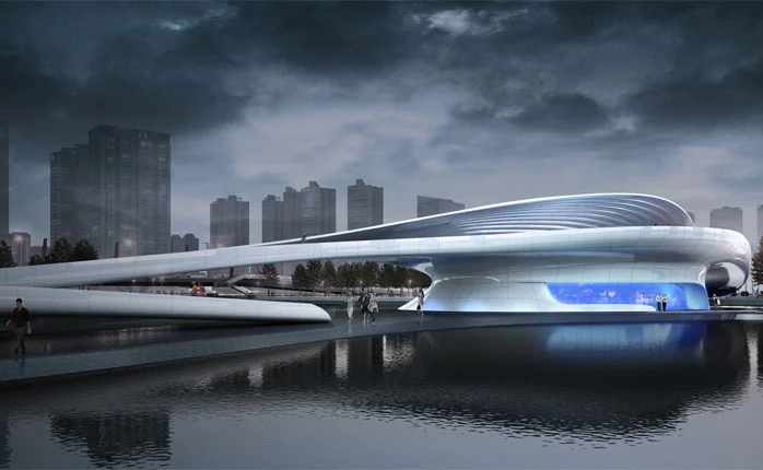 L & A Design Group has designed an iconic pedestrian bridge projected for Wuxi Xidong Central Park, China (image: L & A Design Group)