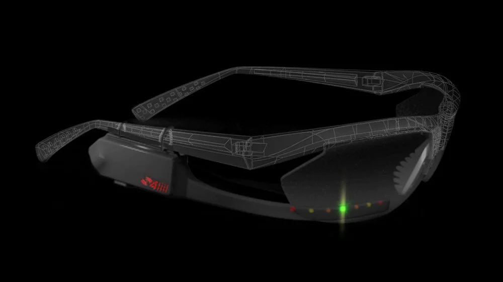 Sportiiiis HUD for athletes can be mounted on virtually all glasses, wirelessly pairs with perfromance monitoring equipment and feeds back workout information to the user via colored LEDs and audio