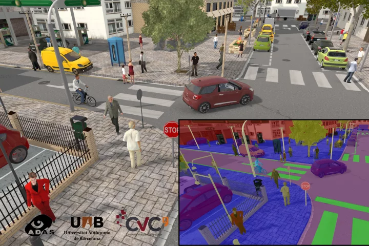 The city simulation can provide accurate labeling of trees, sidewalks and road crossings to help train the AI of self-driving cars