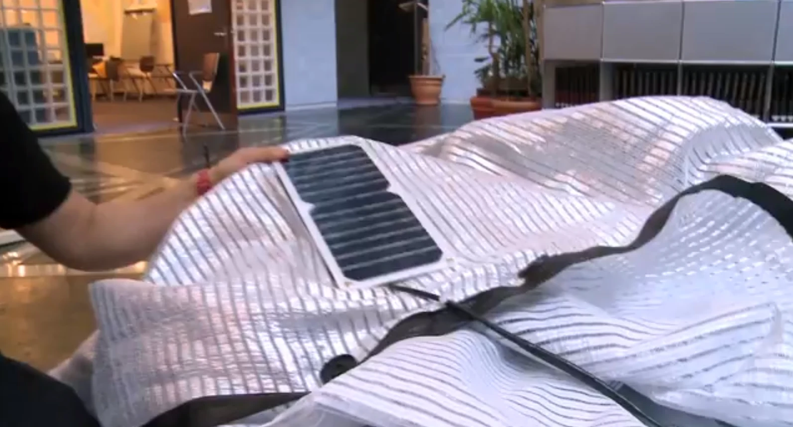 The shelter incorporates a solar panel