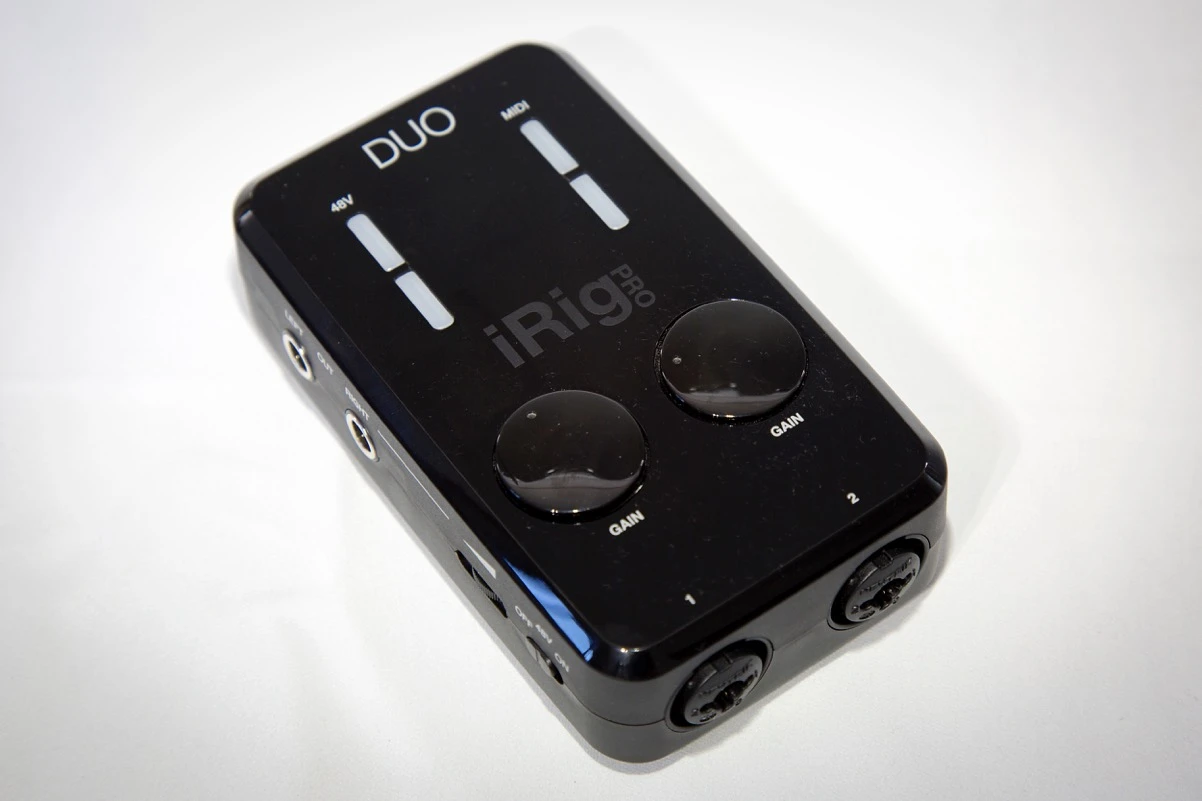 The LED panels on the iRig Pro Duo show phantom power and MIDI status, but also are very handy for visually monitoring levels while recording