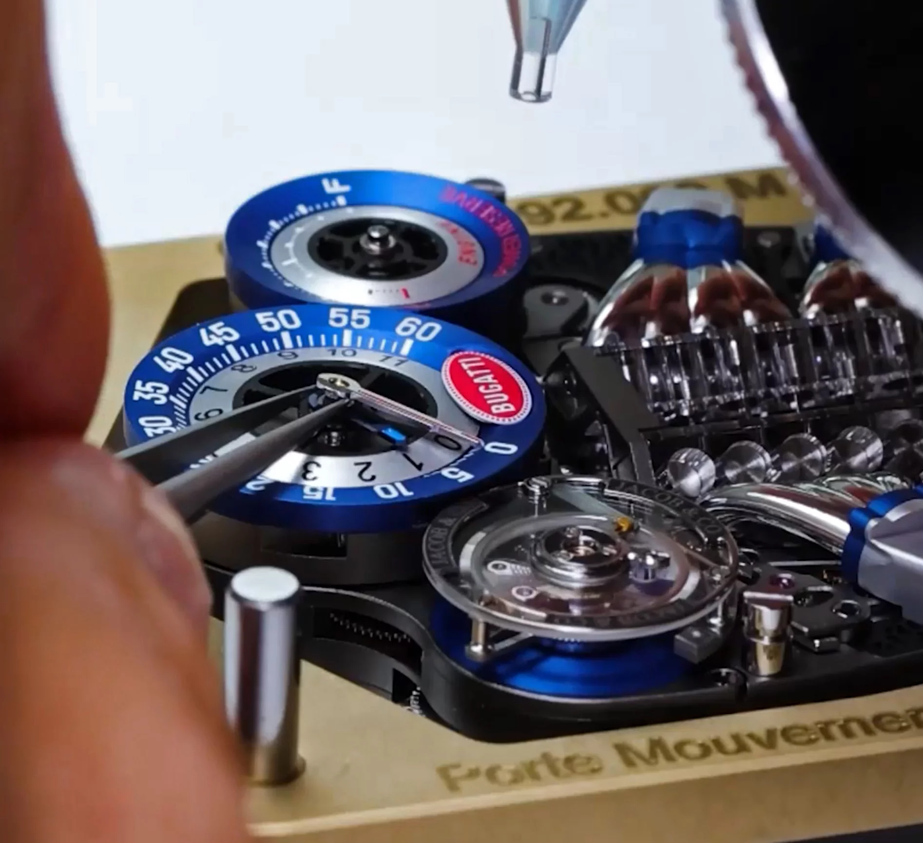 Jacob & Co. Bugatti Tourbillon watch being inlaid with dials