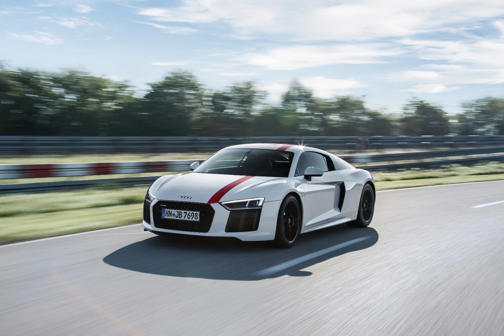 The Audi R8 V10 RWS on the move