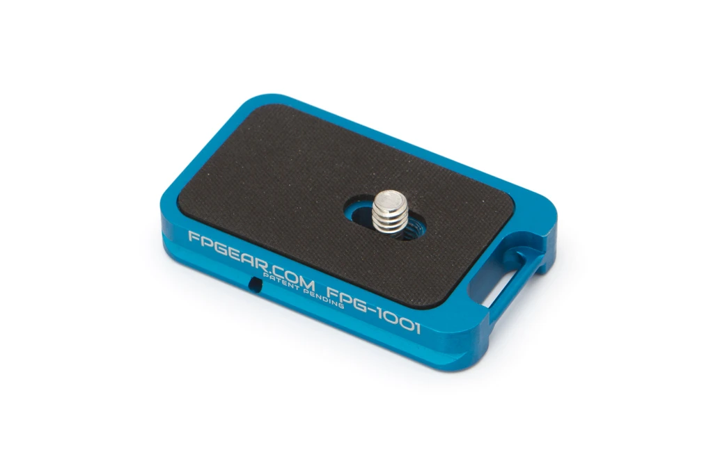 The Fusion Plate screws into the base of a camera via the 1/4 inch accessory hole, and is made to Arca-Swiss standard measurements