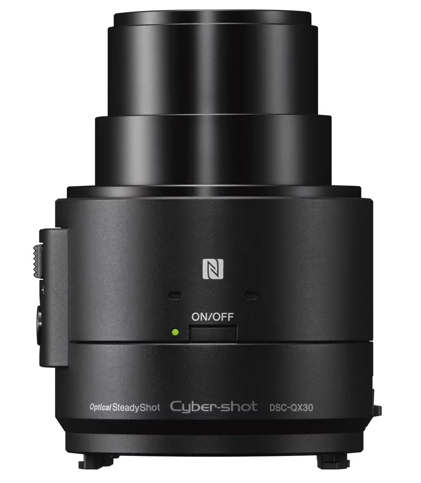 The zoom lens on the Sony DSC-QX30 is a 24-720-mm equivalent