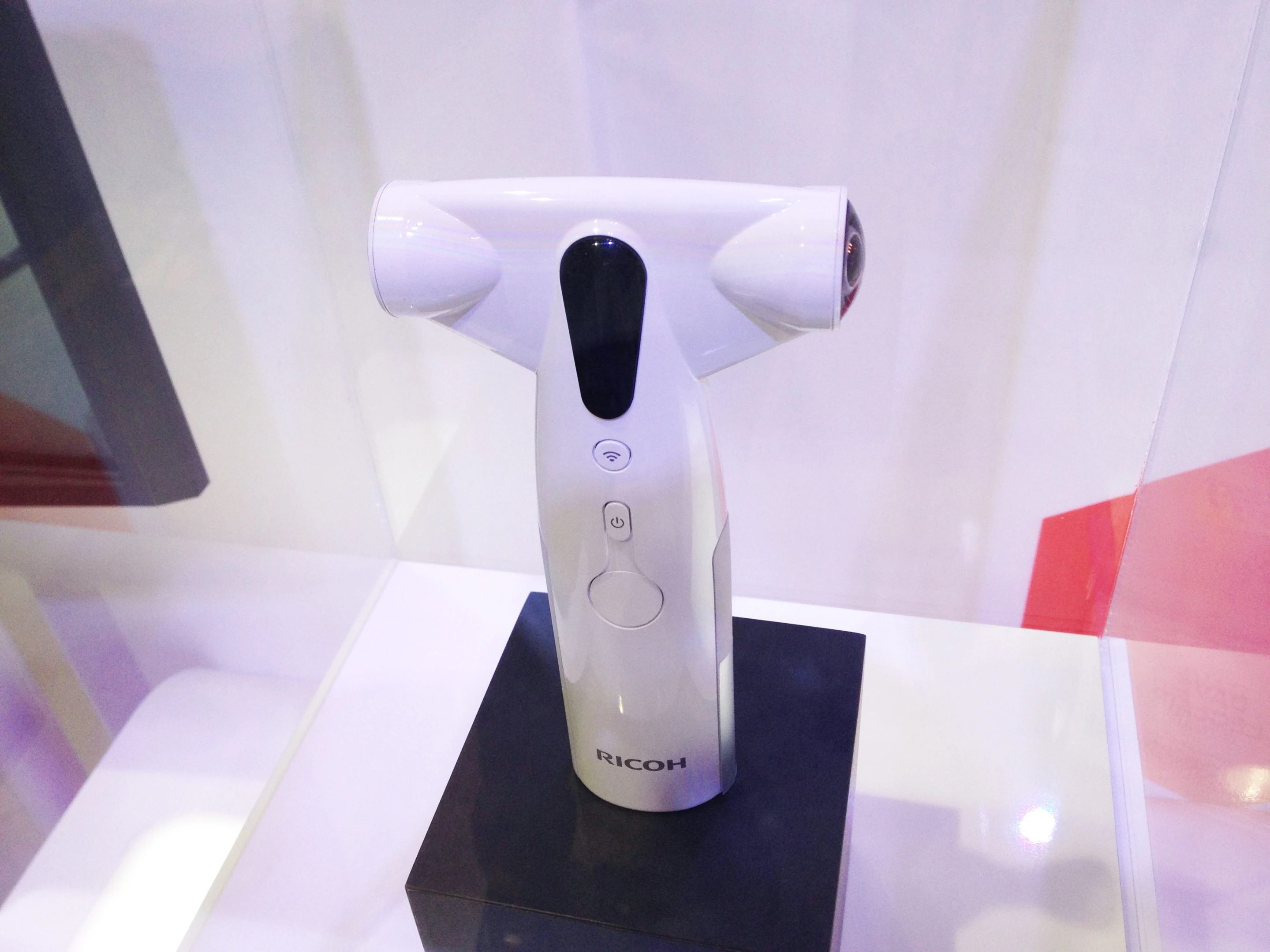 Ricoh's prototype 360-degree one shot panoramic camera on display at CES 2013