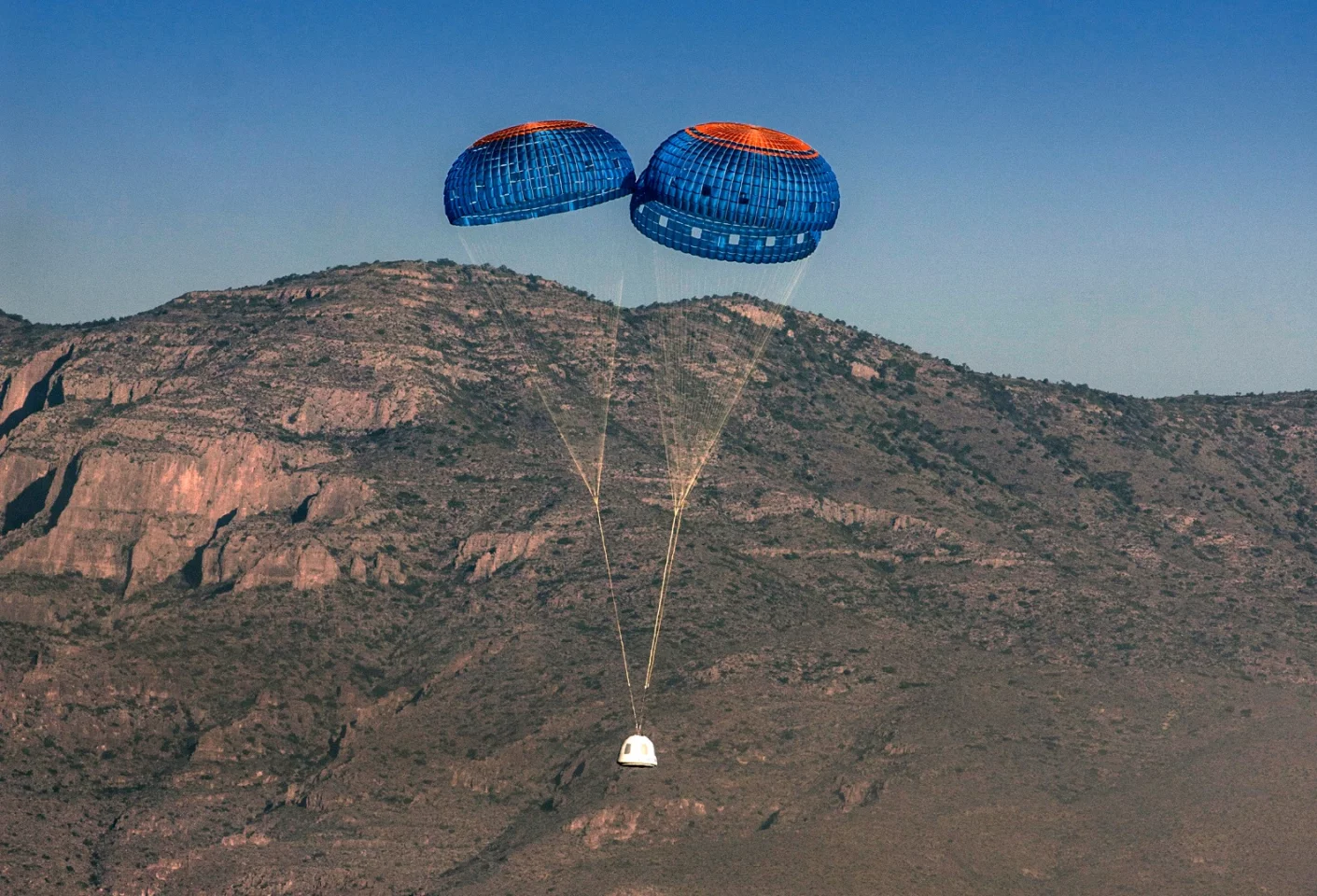 Blue Origin conducting a parachute test for New Shepard