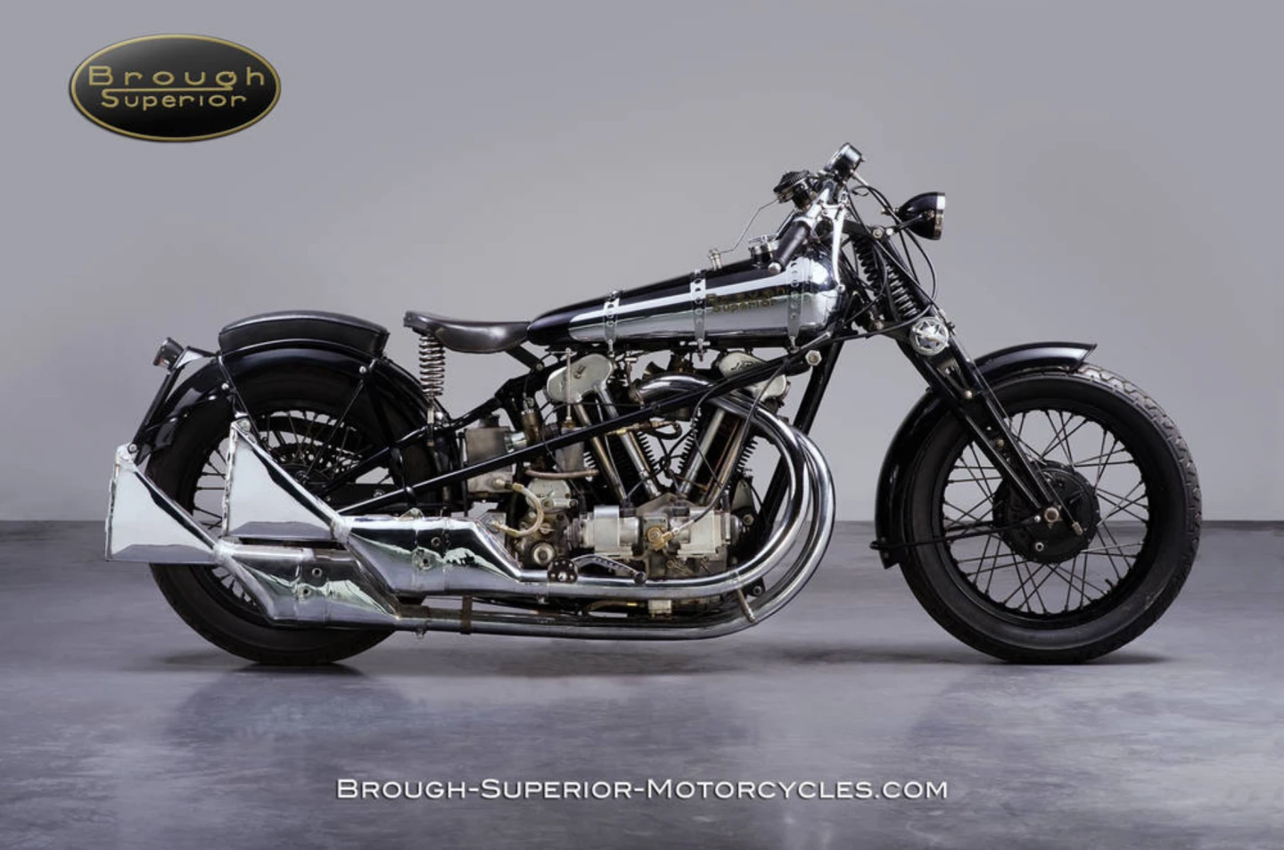 Brough Superior now offers atom-perfect replicas of the finest period models made to your own design and exact specifications, such as this 1283 cc, 1930’s Basel Brough Superior, which was purchased by Ralph Lauren Paris for advertising purposes.