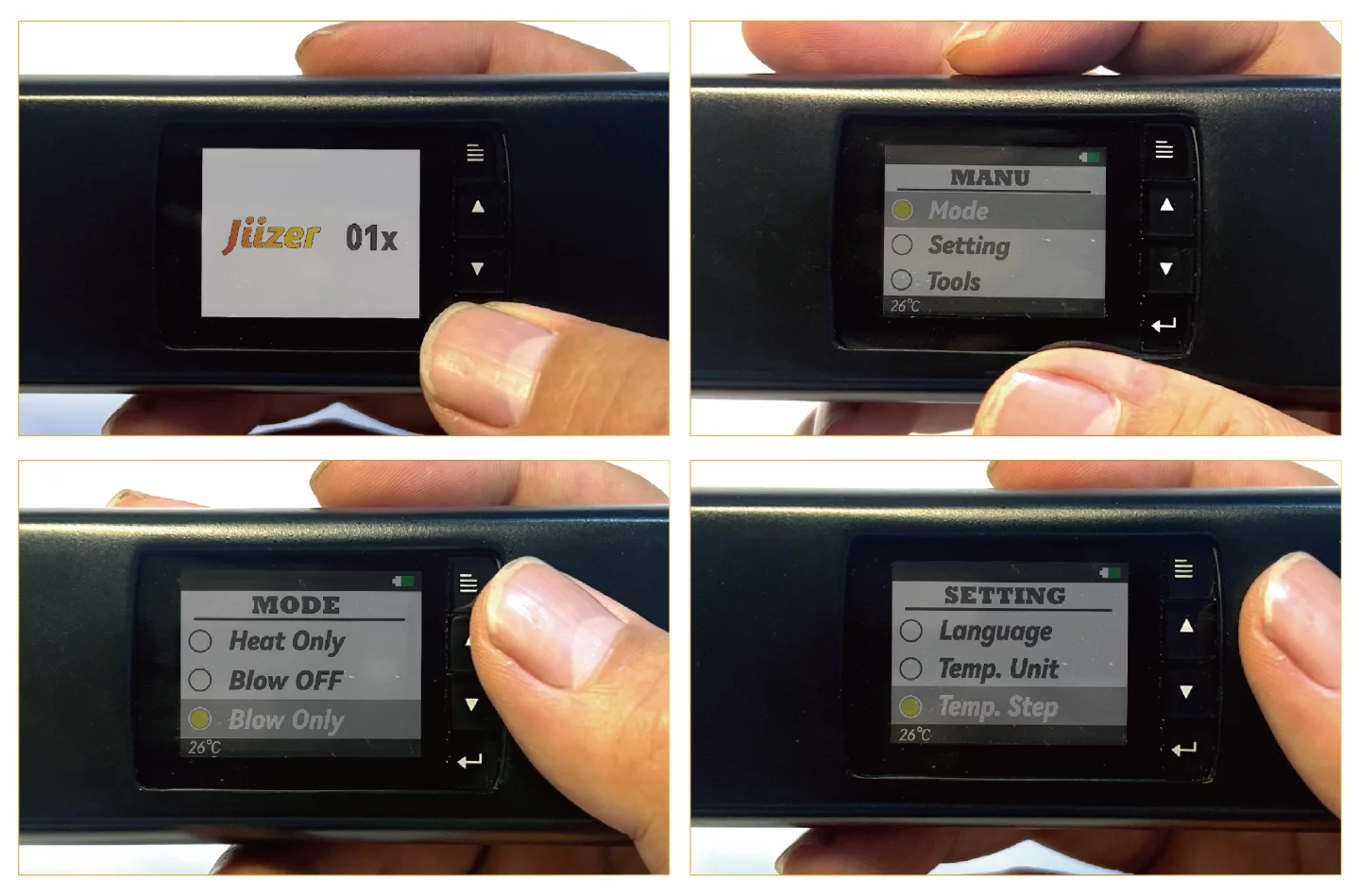 An LCD screen has both pre-set and manual control