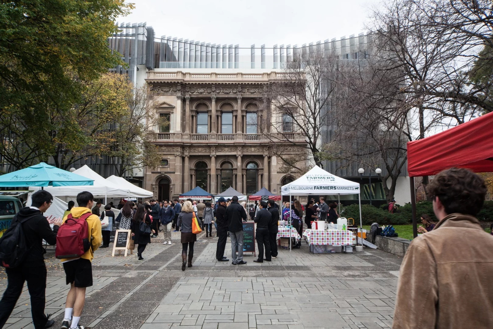 A quaint rooftop Japanese garden overlooks the university's Union Lawn, home to a local farmer's market on Wednesdays