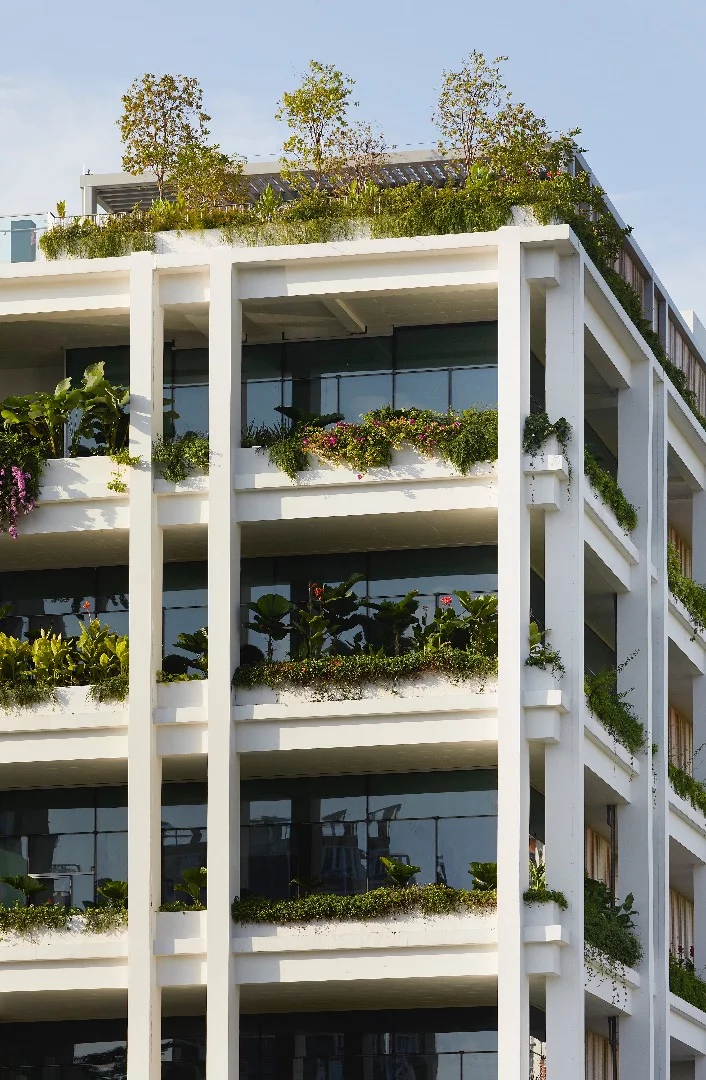 Oasis Terraces joins Singapore's collection of greenery-covered buildings, like the Oasia Hotel Downtown in Singapore and Kampung Admiralty