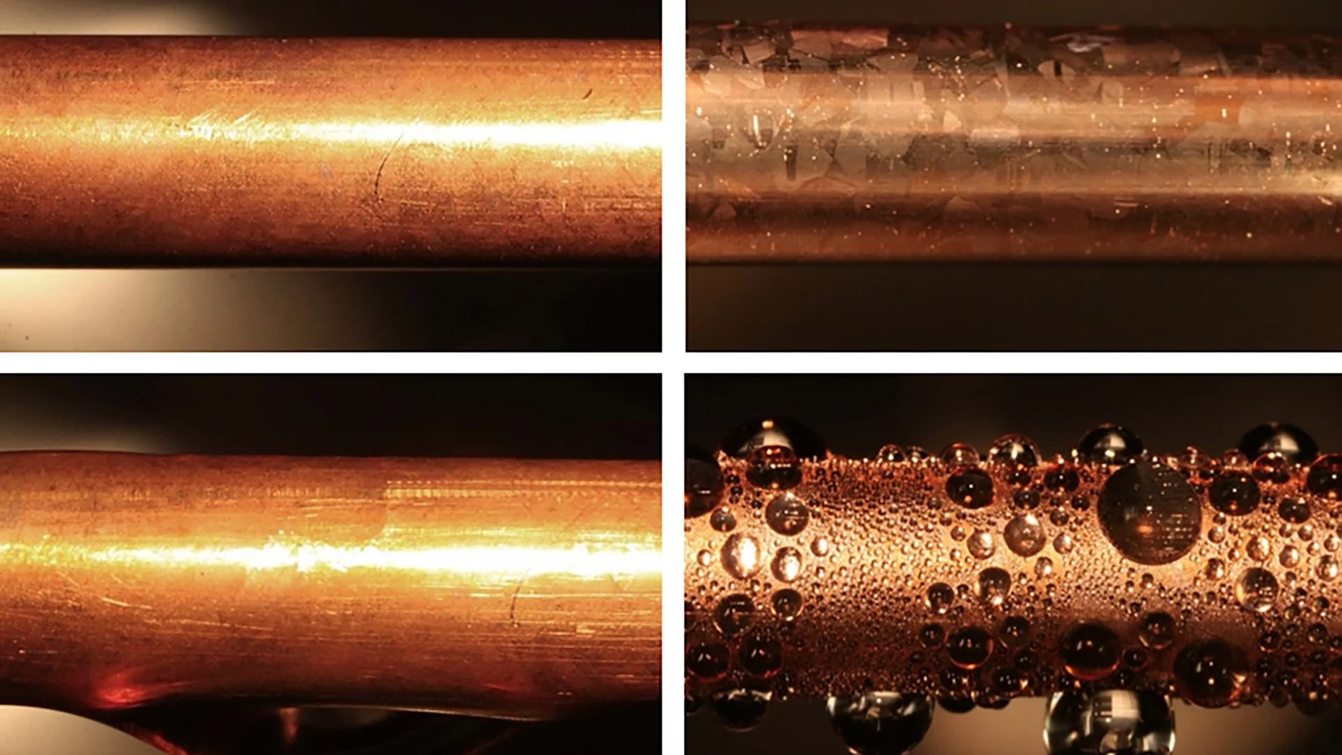 Coating condenser tubes in graphene (right) significantly improves efficiency over existing methods (left)
