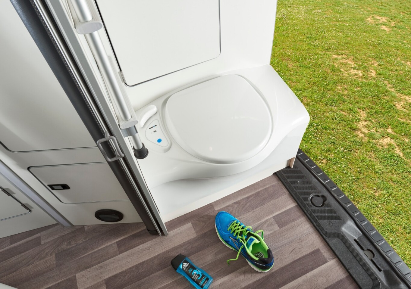 Not exactly a spacious, luxurious bathroom, but the small toilet room will get the job done and should prove a better option than a hole in the ground to most