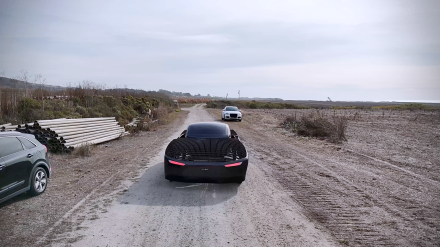 The test also showed the flying car driving off-road