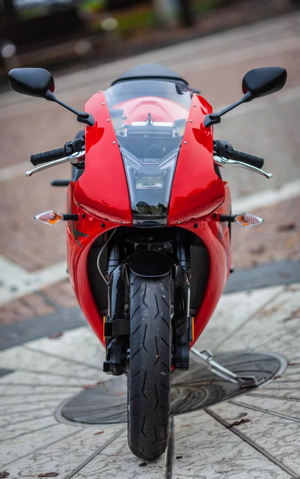 The 2014 EBR 1190RX features a Cree LED headlight (Photo: Loz Blain)