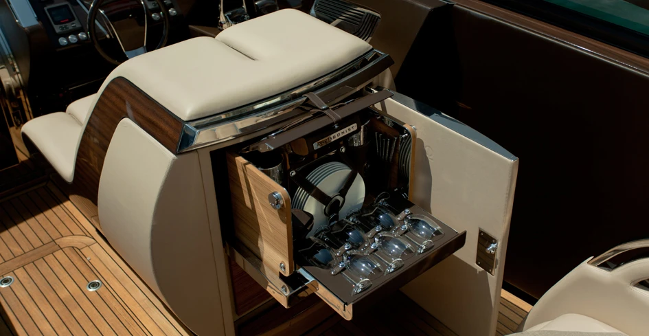The pilot's chair conceals a refrigerator and picnic box