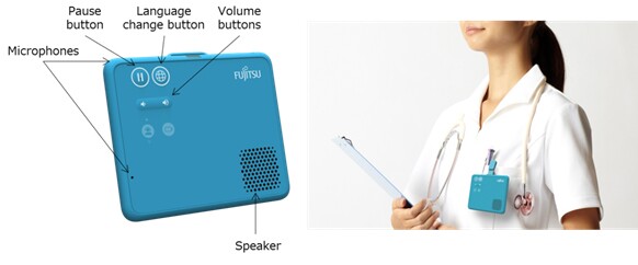 The device is worn like a name tag