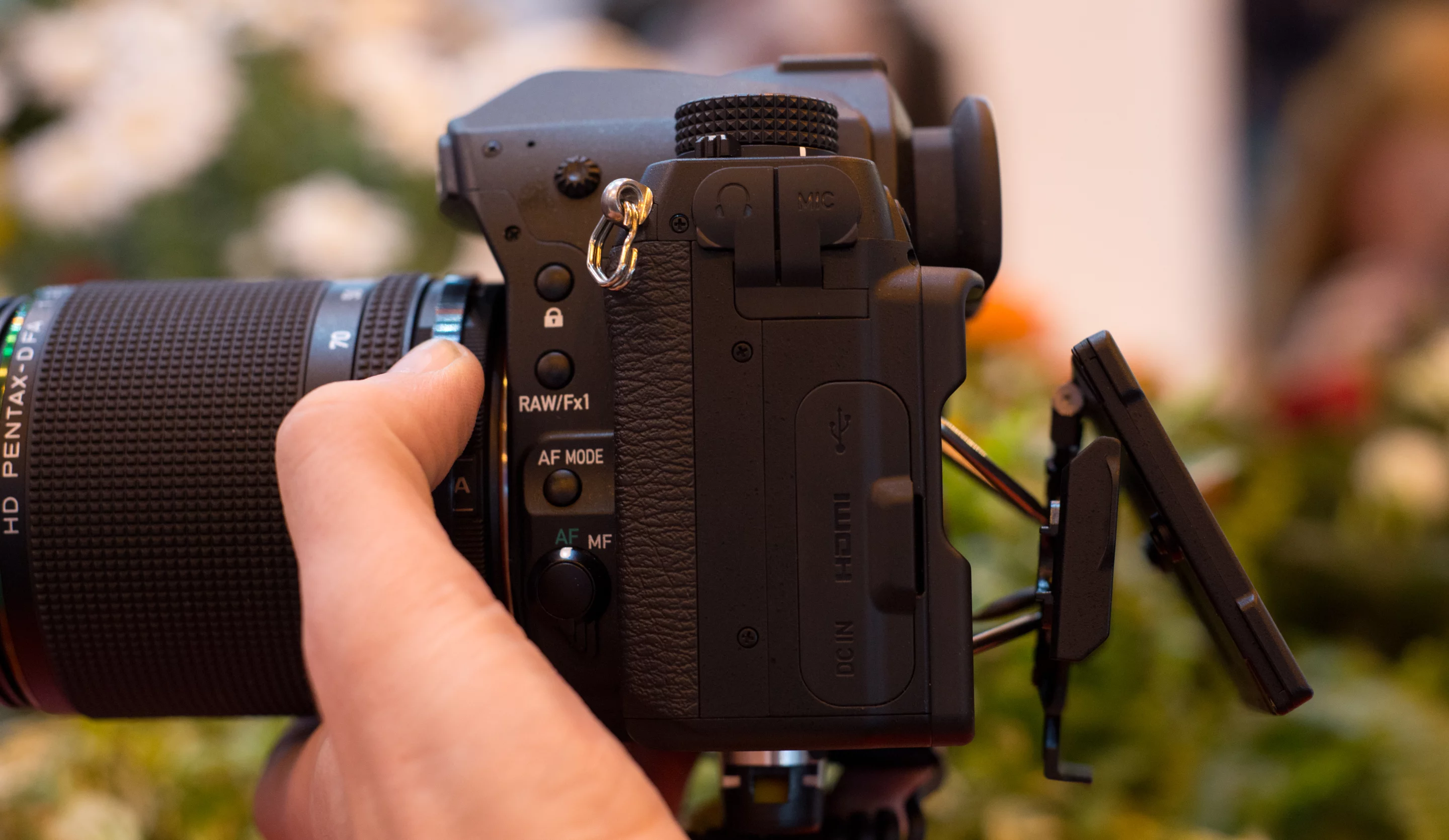 The rear monitor on the Pentax K-1 is attached by four legs