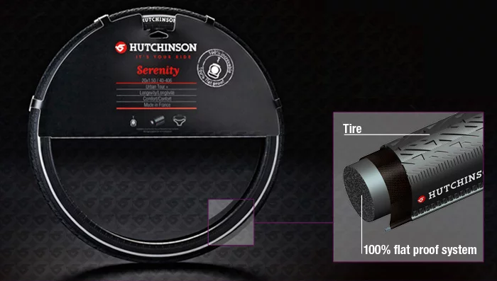 A microcellular tube fits inside a specially designed tire casing on the Hutchinson Serenity tire