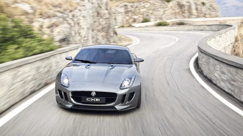 The Jaguar C-X16 production concept sports car on the road