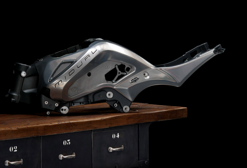 The cast aluminium monocoque frame of the Midual Type 1