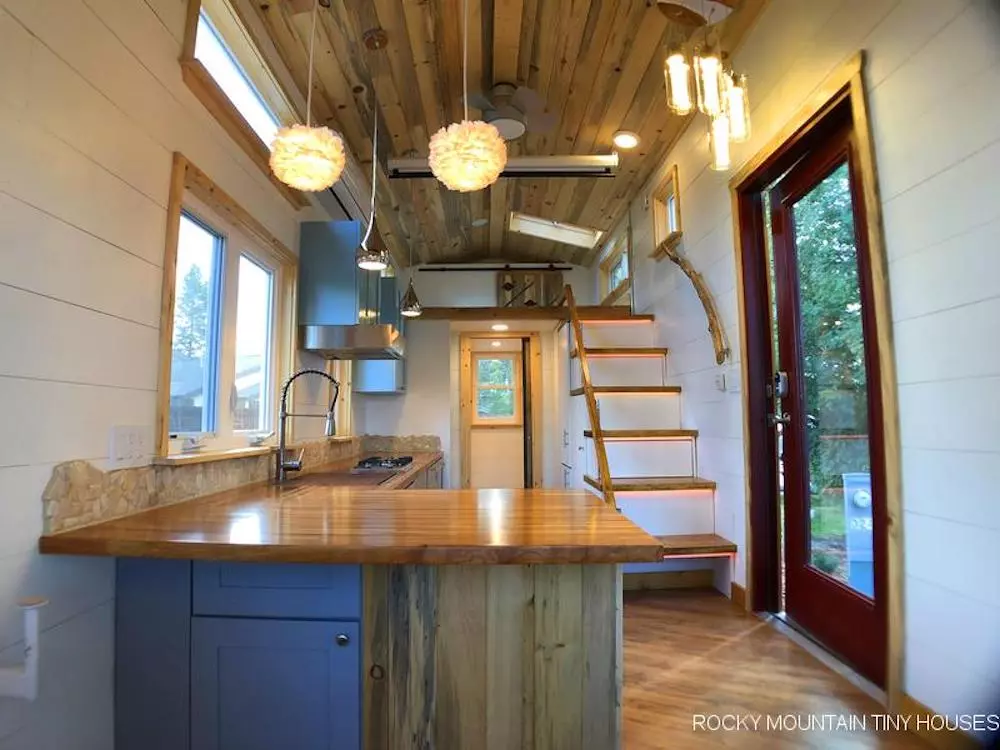 The Bradford 26' Tiny House includes a large countertop/breakfast bar