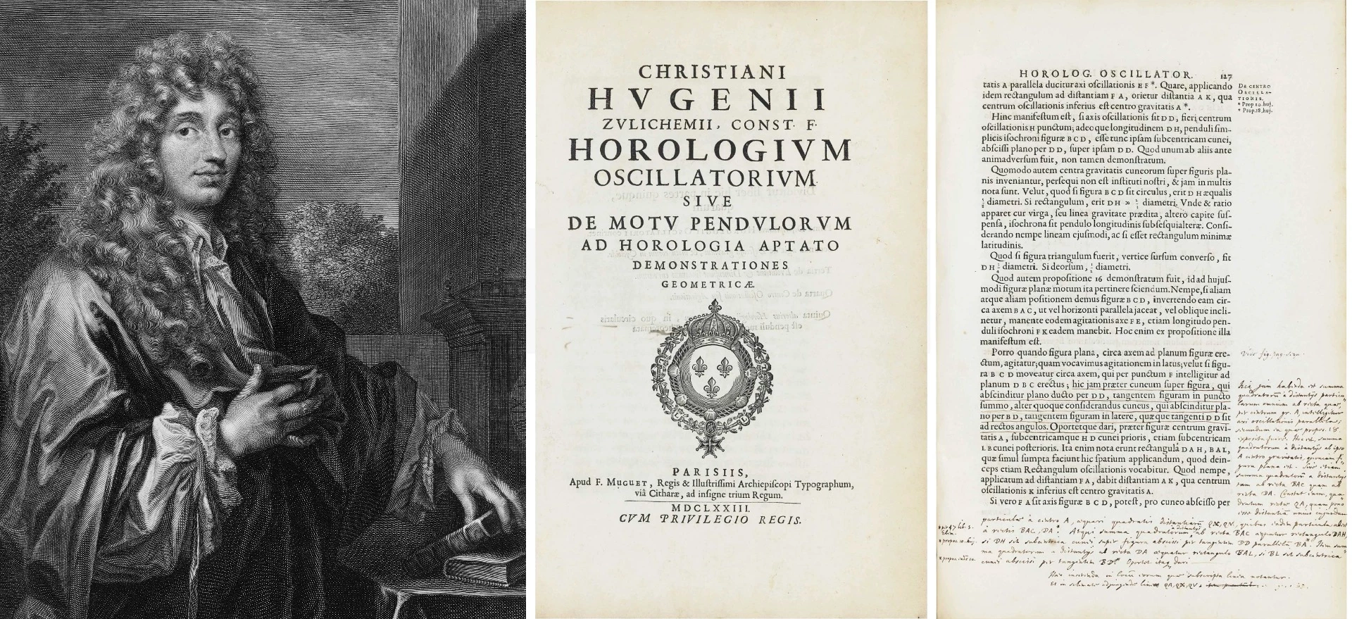 The first edition of Dutch mathematician and scientist Christiaan Huygens' (1629 – 1695) most important work, containing the first mathematical analysis of the motion of the pendulum, and a general treatise on the dynamics of bodies in motion. The auctioned copy which fetched this sum was Huygen's personal copy and is annotated on 20 pages in his handwriting. Huygens was a leading scientist of his time, known particularly as an astronomer, physicist, probabilist and horologist. His work included early telescopic studies of the rings of Saturn and the discovery of its moon Titan, the invention of the pendulum clock and other investigations in timekeeping. He published major studies of mechanics and optics, and produced a pioneer work on games of chance, De ratiociniis in ludo aleae ("On Reasoning in Games of Chance") in 1657.