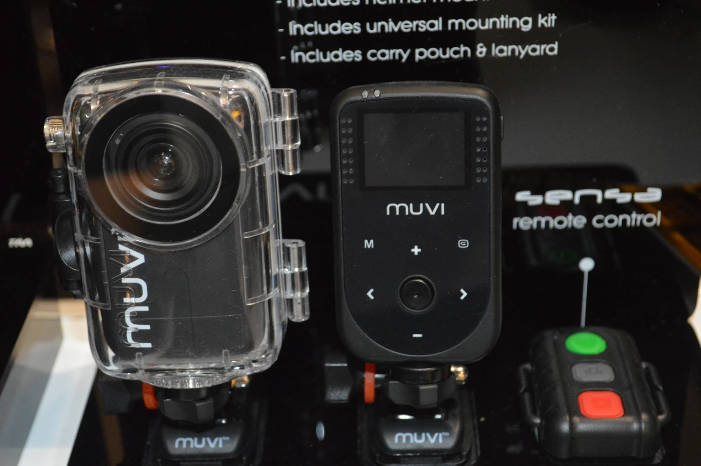 The Muvi HD NPNG package includes a waterproof case and remote control