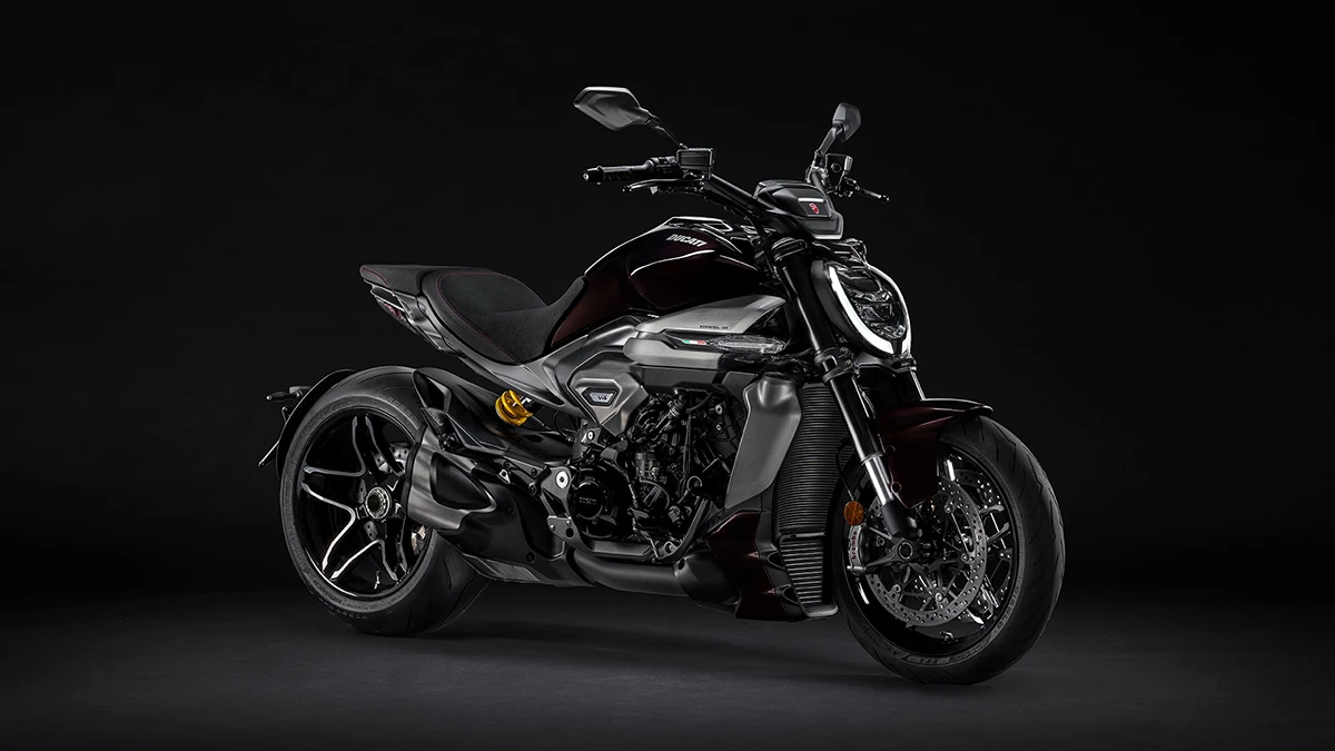The XDiavel V4 gets a bunch of styling updates, including the bodywork and the sharp new headlight