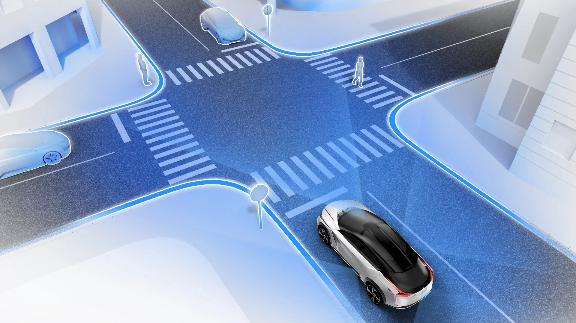 The Nissan IMx could drop off its driver, then proceed to a charging area, to both charge and feed energy into the grid