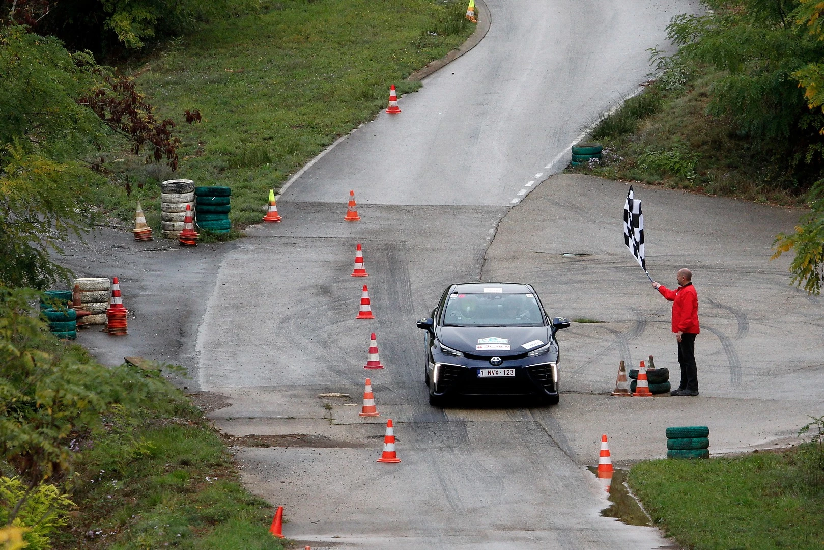 Three Toyota Mirai fuel cell vehicles were entered and they finished first, sixth and 11th of the 31 finishers