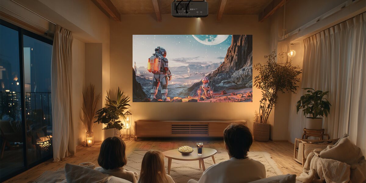 4K home cinema laser projector expands your viewing to 300 inches