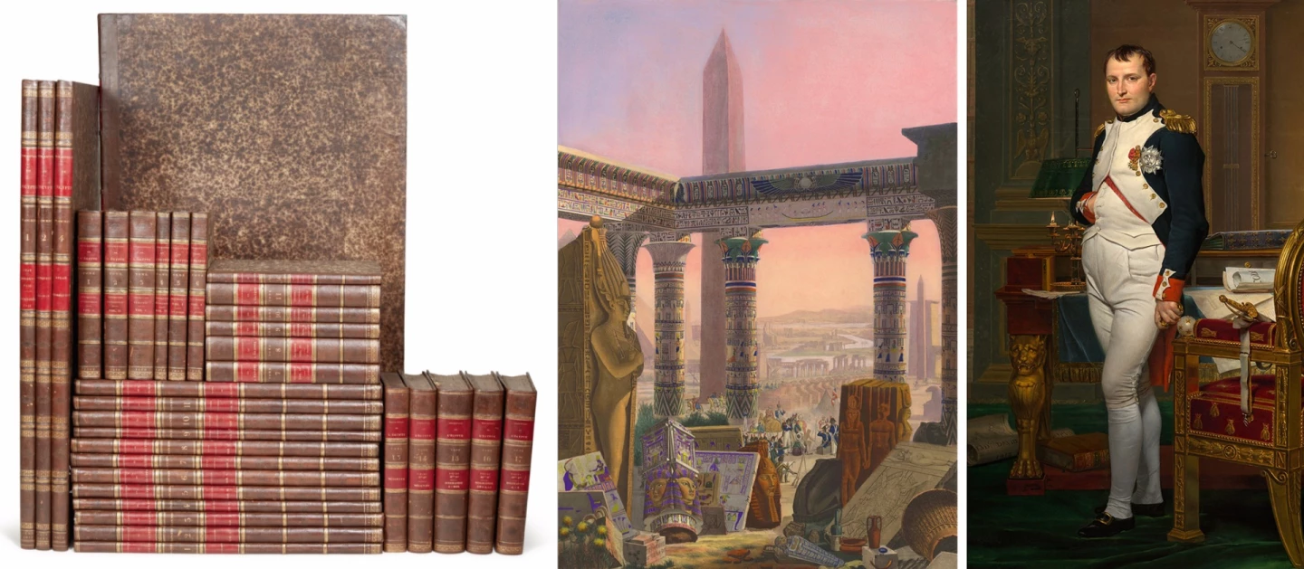 The Description de l'Égypte was a series of publications, begun in 1809 and continuing until 1830, which offered a comprehensive scientific description of ancient and modern Egypt and was the largest printed work ever produced at the time. See also The most valuable scientific documents of all-time #10-1). This magnificent work fetched £320,750 ($398,410).