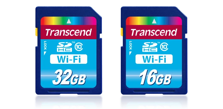 The Wi-Fi SD Memory Cards from Transcend feature a SDHC Class 10 speed rating and are available in 16GB or 32GB