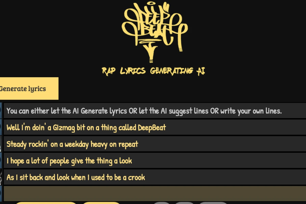Our DeepBeat rap, featuring contributions from The Notorious B.I.G. and company