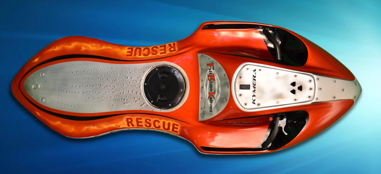 The Kymera Rescue board measures 6'6" (1.98 m)