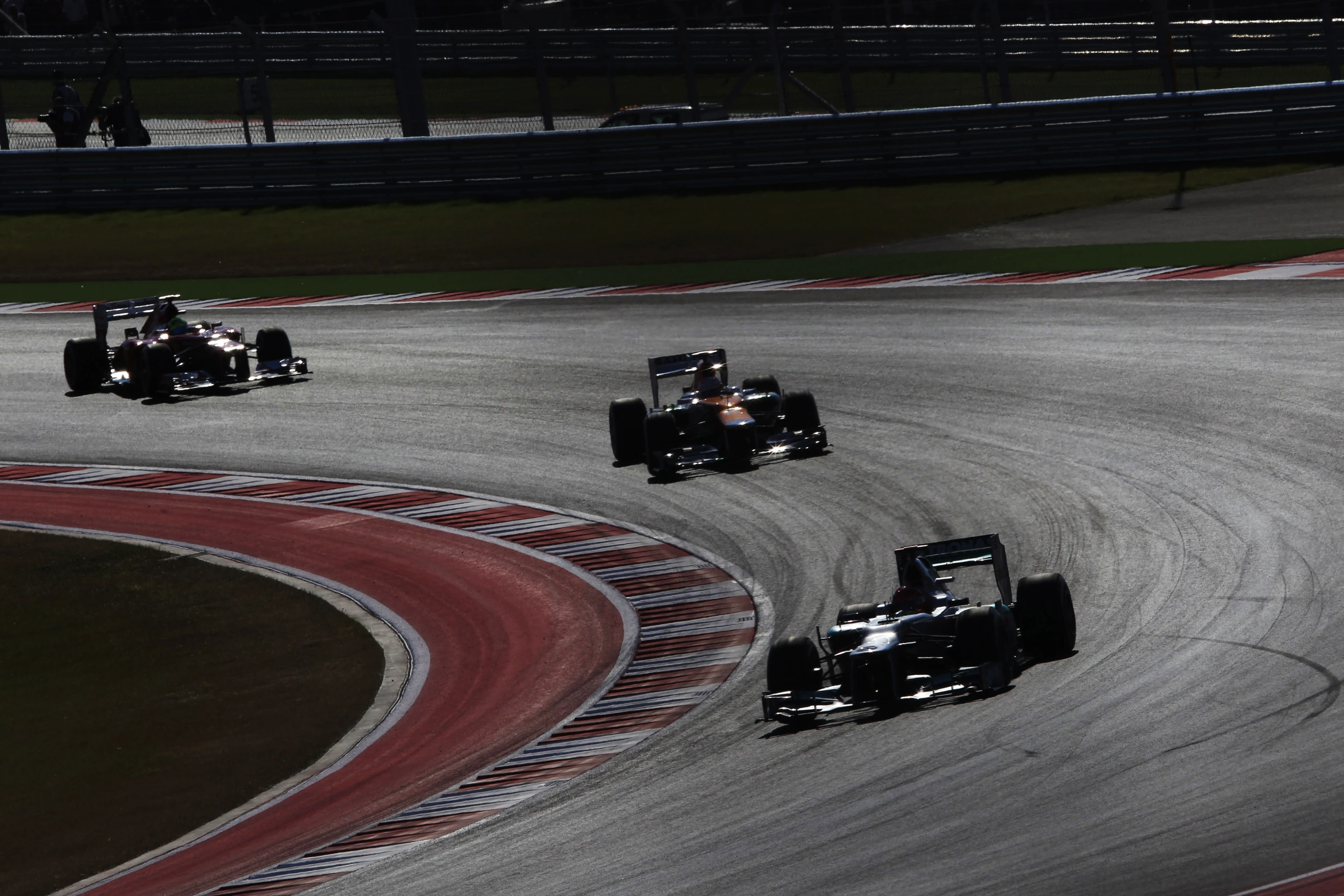 Three F1 cars scream round the bends (Photo: Circuit of the Americas)