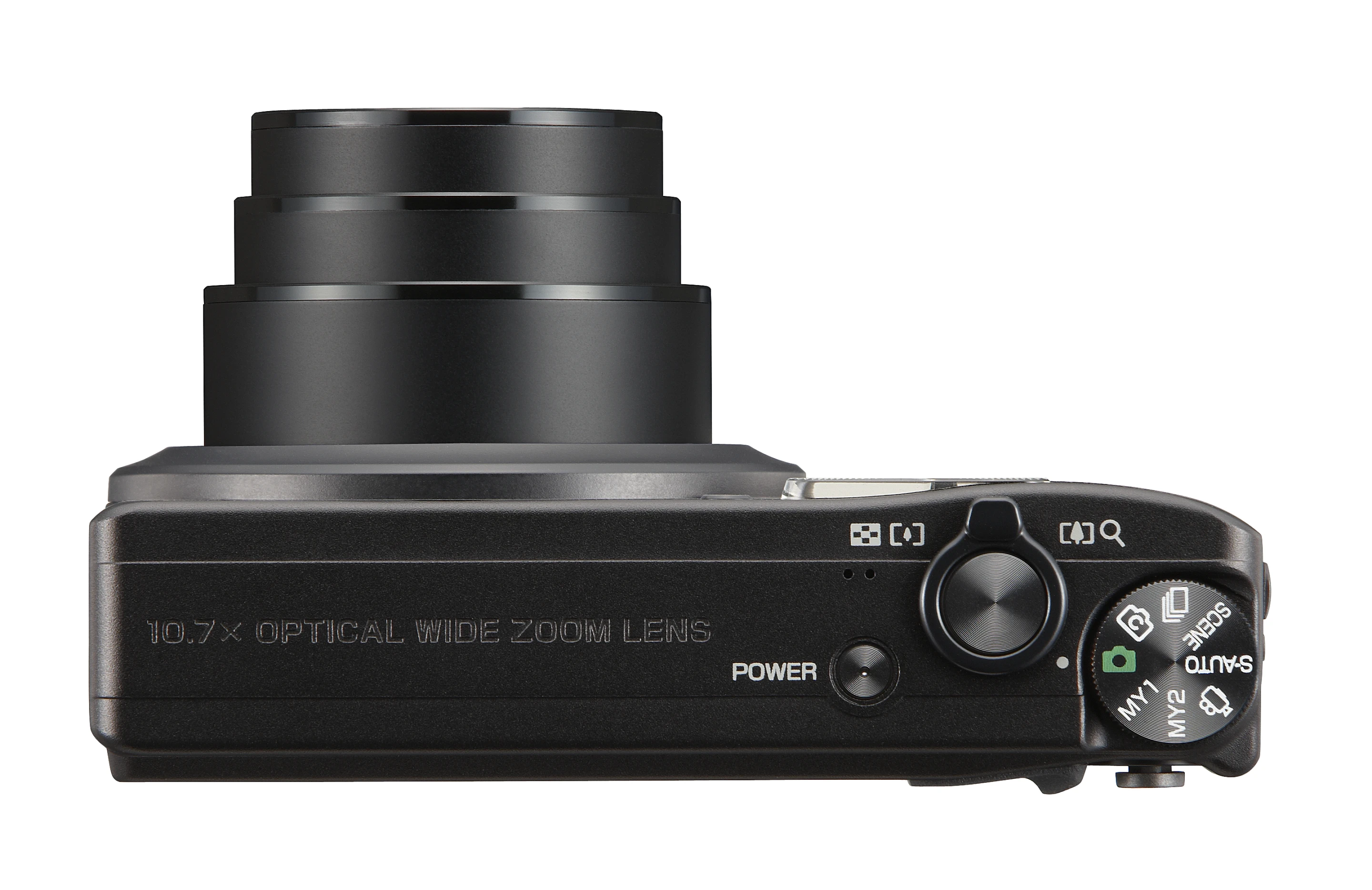 A black CX4 from the top, lens open