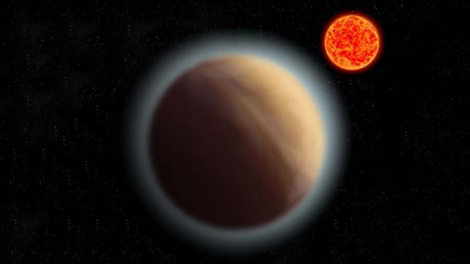 GJ 1132b orbits its star 39 light years away in this artist's impression of the system