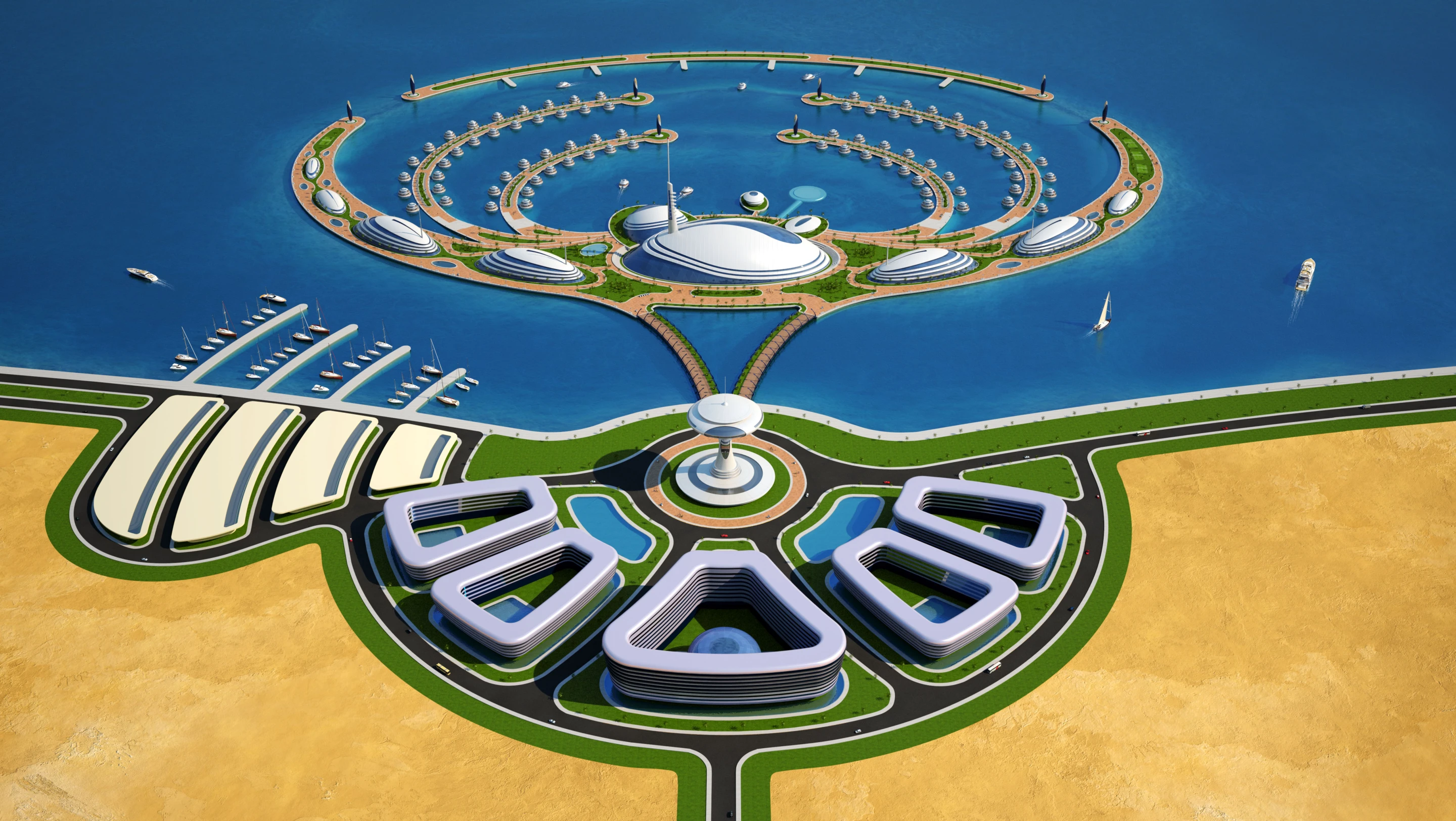 Amphibious 1000, Qatar's Italian designed Floating Resort (Image by Giancarlo Zema Design Group)